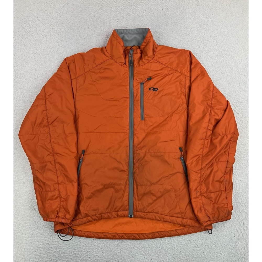 Outdoor Research Jacket Mens Large Orange Insulated Full Zip Thermore Nylon